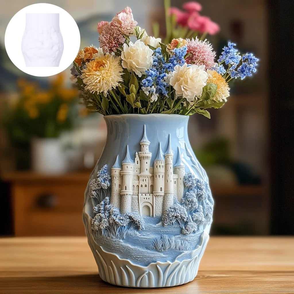 Windmill Town Succulent Plant Pot Silicone Mold Windmill Town House Relief Flower Pot Resin Mold Dream house storage box molds