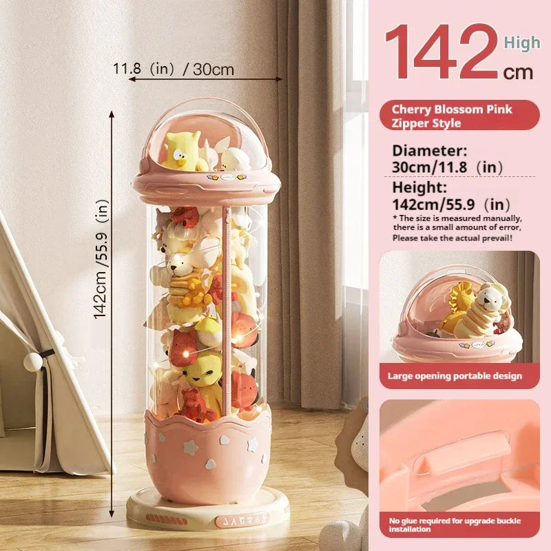 Astronaut Doll Storage Box Children's Plush Toys Storage Boxes Transparent Plastic Stuffed Home Storages Organization Zipper Bin