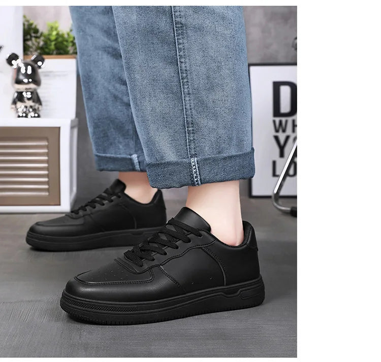 White Casual Sneakers for Men Leather Shoes Fashion Male Mens Tenis Autumn Platform Breathable Flat Man Running Sport Shoes 2024