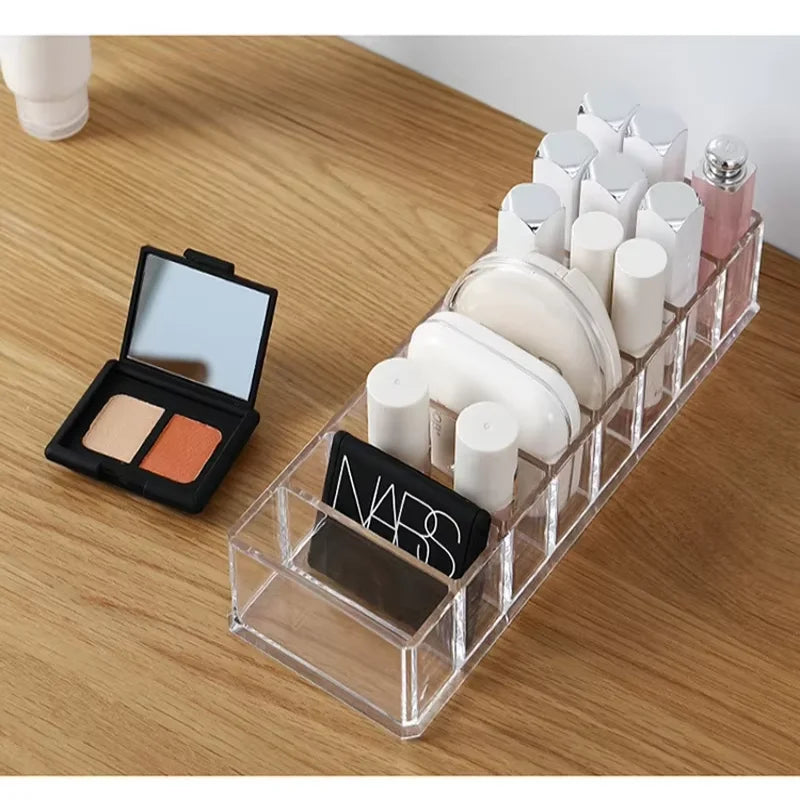 6 Grid Transparent Acrylic Cosmetics Storage Box Makeup Holder Jewelry Make Up Organizer for Home Plastic Desktop Storage Boxes