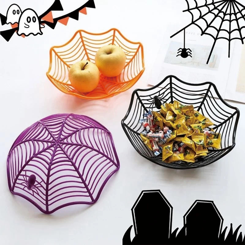 Halloween Cobweb Candy Bowl Set Halloween Theme Party Decoration Kids Favors Pumpkin Ghost Basket Trick or Treat Party Supplies