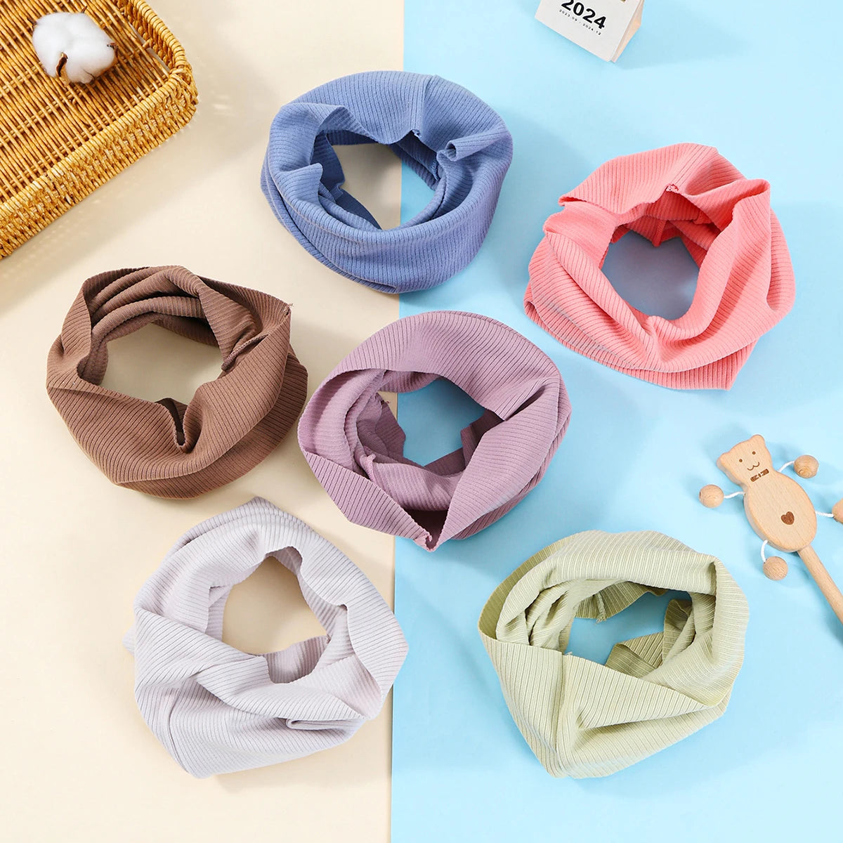 Kids Cotton Scarf Multipurpose O Neck Ring Scarf Solid Print Children Autumn Winter Warm Windproof Scarves For Boys Girls