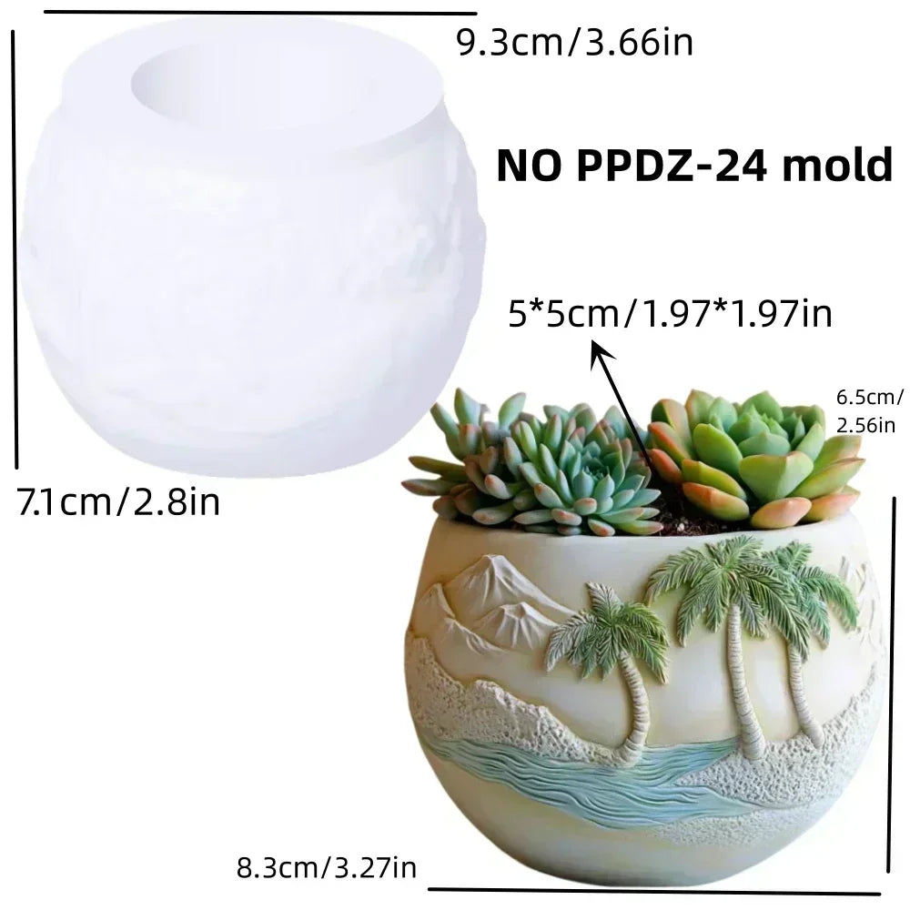 Windmill Town Succulent Plant Pot Silicone Mold Windmill Town House Relief Flower Pot Resin Mold Dream house storage box molds