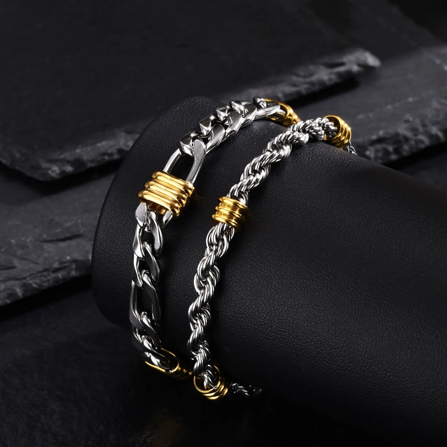 New Stainless Steel Bracelets for Men Boys,Gold Silver Color Twisted Rope Chain NK Chain,Birthday Anniversary Gifts for Him