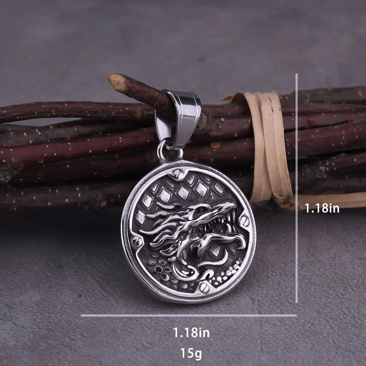 Vintage Vikings Animal Dragon Ouroboros Pendant Carved Scales Texture Stainless Steel Jewelry Scandinavian Amulet Necklace Gift