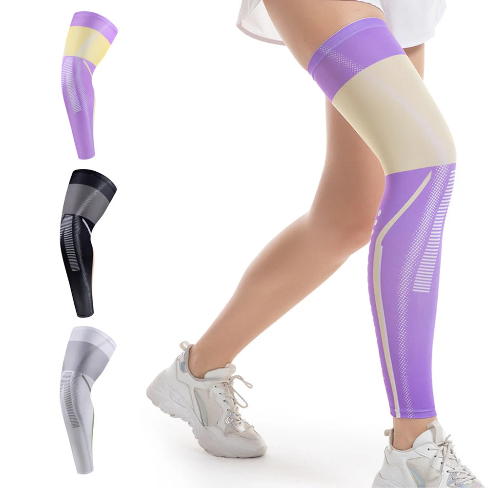 1PCS Sports Compression UV Long Leg Sleeves for Running Basketball Football Cycling and Other Sports for Men, Women, Youth