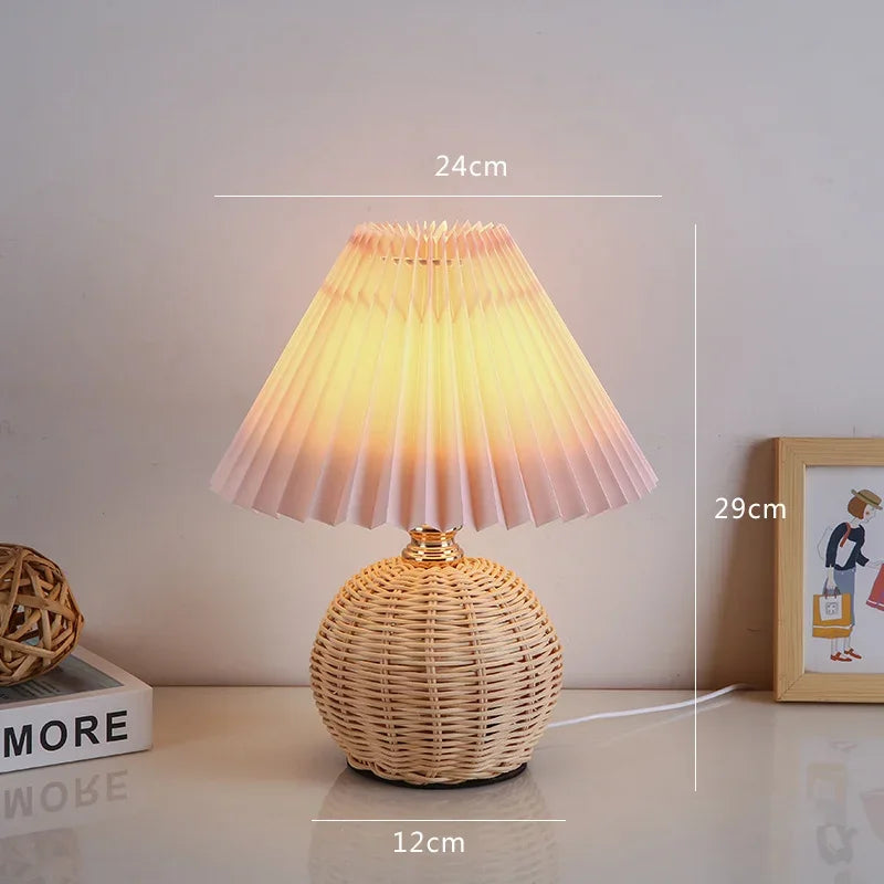 Nordic Ins Wind Internet Red Desk Lamp For Girls Warm Night Light High End Pleated Bedroom Bedhead Desk Lamp