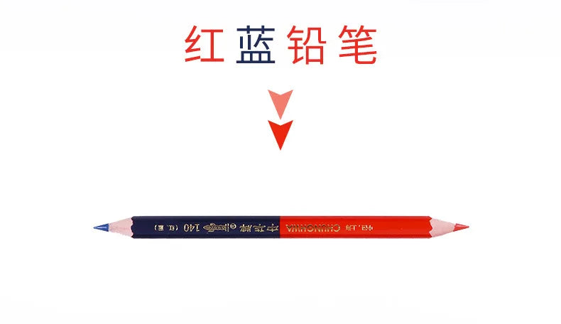 10Pcs Big Pencil,Red&Blue Double-Ended,Medical Science Laboratory Plotting Construction Wood Working Mark Stationery