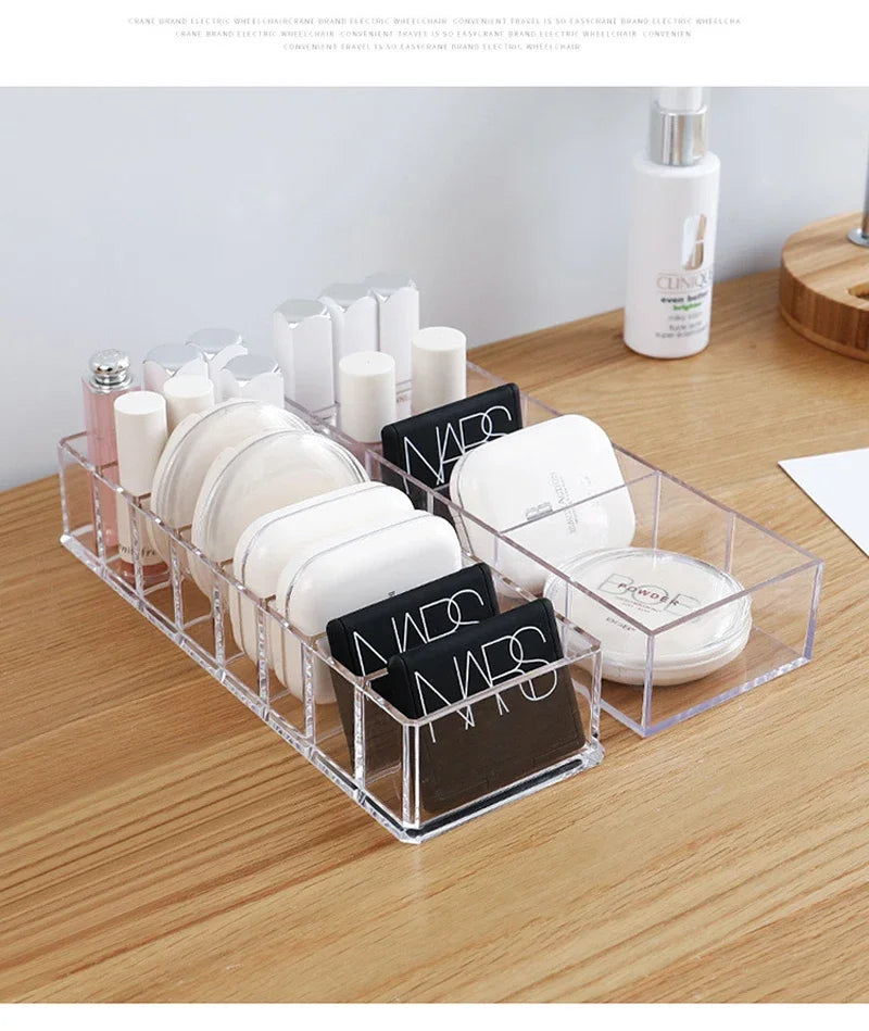 6 Grid Transparent Acrylic Cosmetics Storage Box Makeup Holder Jewelry Make Up Organizer for Home Plastic Desktop Storage Boxes