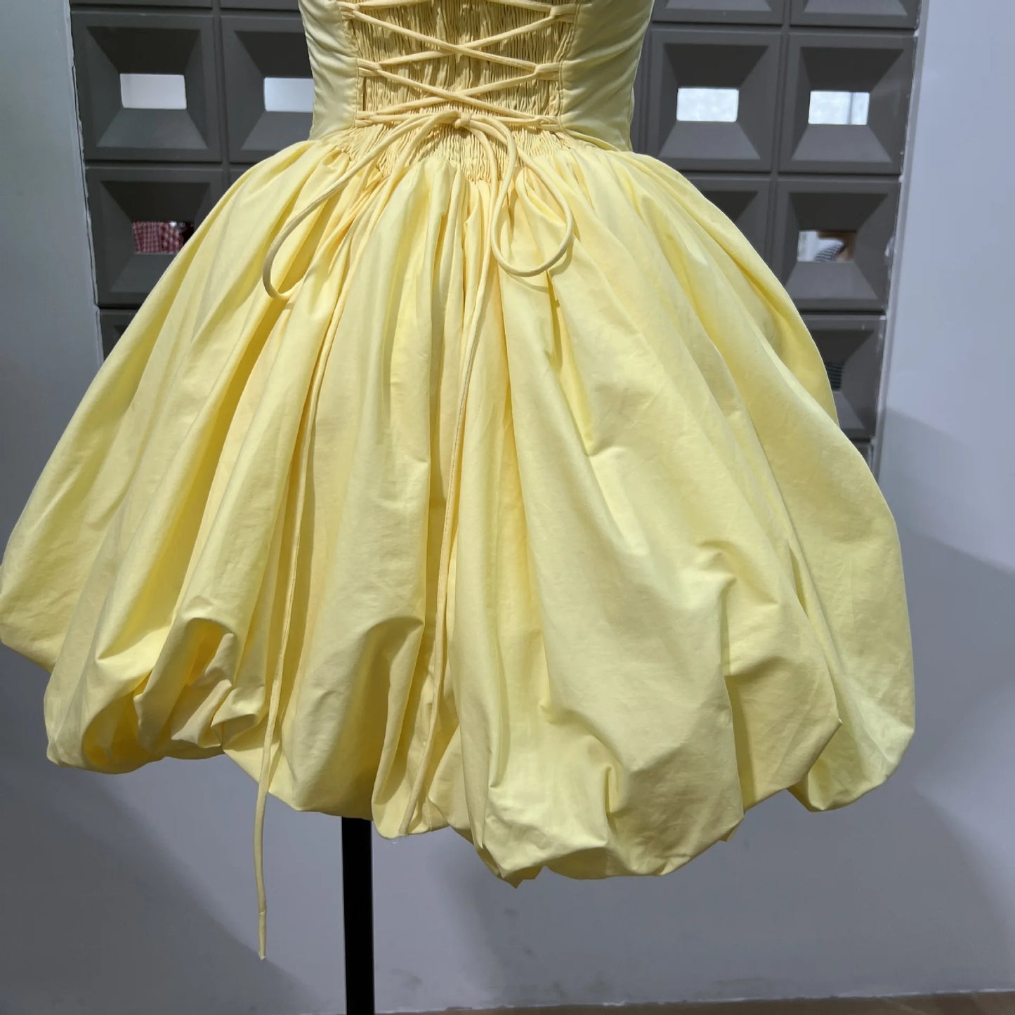 Yellow Sequar Collar Sleeveless Party Short Dress for Women 2025 Summre New Elegant High Waist Evening Dresses Women's Clothes