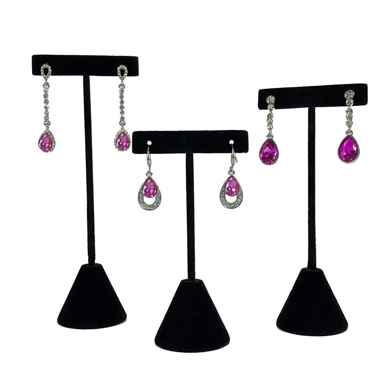 T-shaped Earring Display Stand Velvet PU Leather Jewerly Display Rack Earring Stud Accessories Display Storage Props 3Pcs/lot