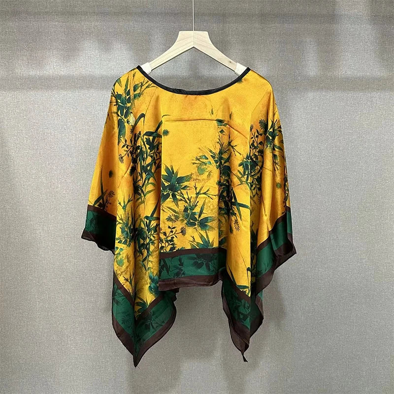 2024 Shawls Summer Beach Sexy Women Fashion Print Chiffon Smock Bikini Cover Up Loose Blouse Sunscreen Comfortable Poncho Hot