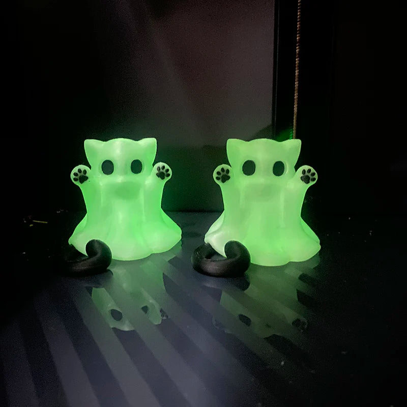 Mini Kitten Ghost Ornaments Halloween Feeling,Afraid of Cute Desktop Atmosphere Send Girlfriend Cat Gift Home Decoration Crafts