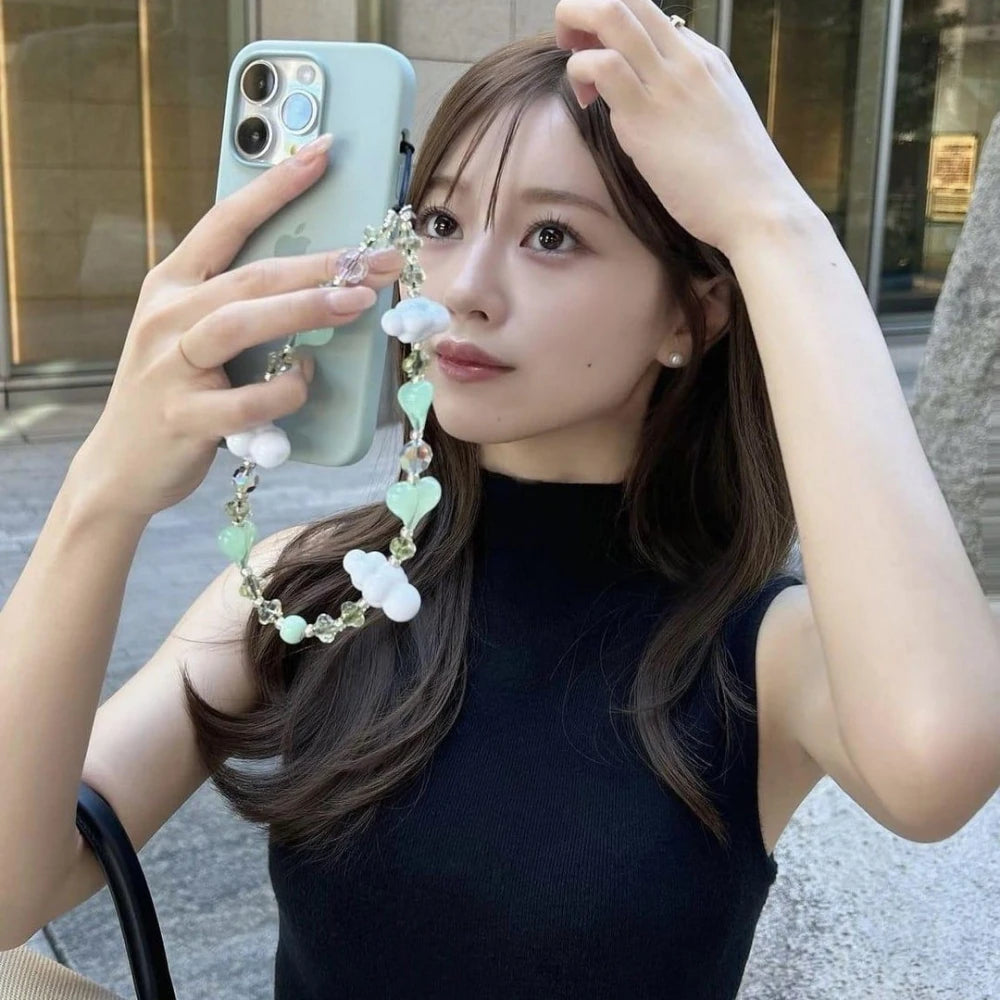 HERLOOK Love Heart Phone Straps Clouds Phone Charm Y2K Accesories String for Cellphone Jewelry