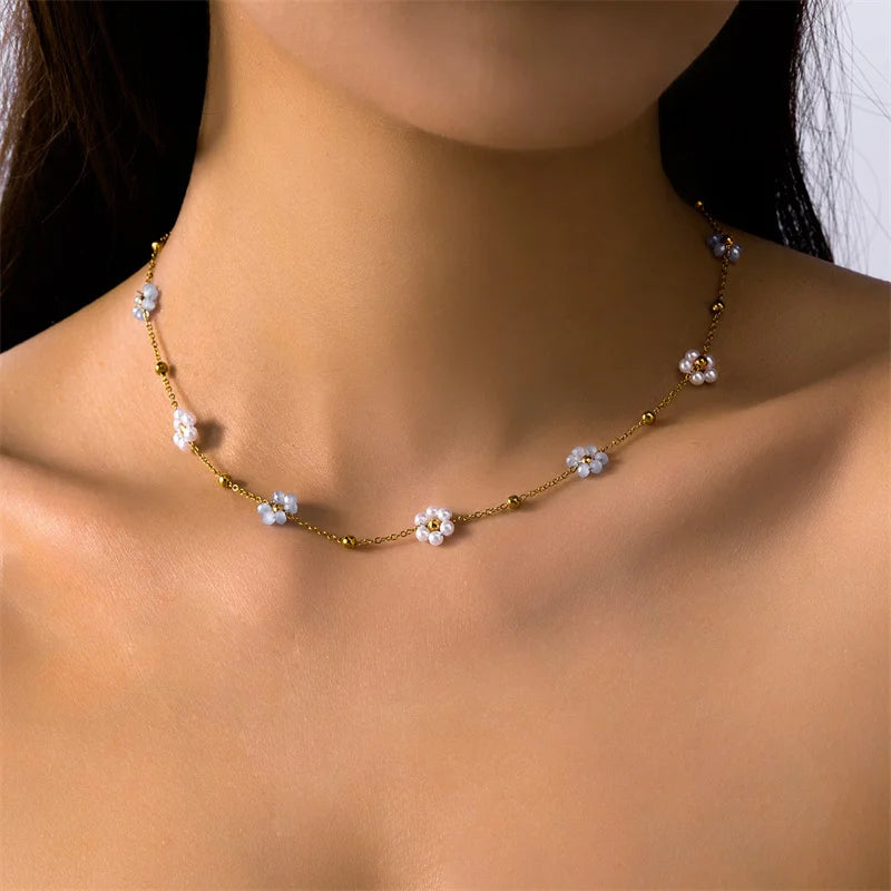 Fashion Imitation Pearl Rhinestone Necklace Stainless Steel Extra Long Drawstring Snake Tassel Metal Chain Women's Jewelry Gifts