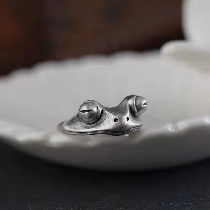 Retro Silver Plated Frog Animal Knuckle Rings for Women Charm Gothic Punk Frog Opening Finger Rings Fashion Jewelry Gift