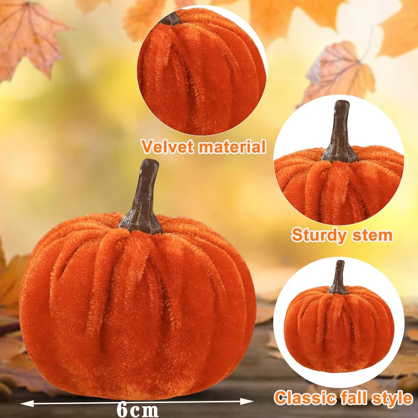 12pcs Pumpkin Decor Velvet Artificial Pumpkin Fall Pumpkin Decor For Autumn Thanksgiving Harvest Festival Halloween Decoration