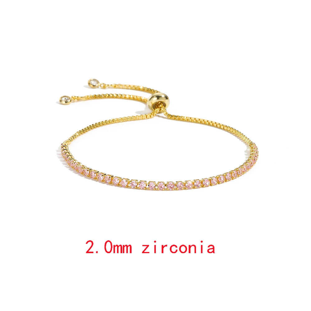Luxury Rainbow Adjustable Multicolor Tennis Bracelets For Women Ladies Wedding Colorful Zircon Charm Bracelet Hand Chain Jewelry