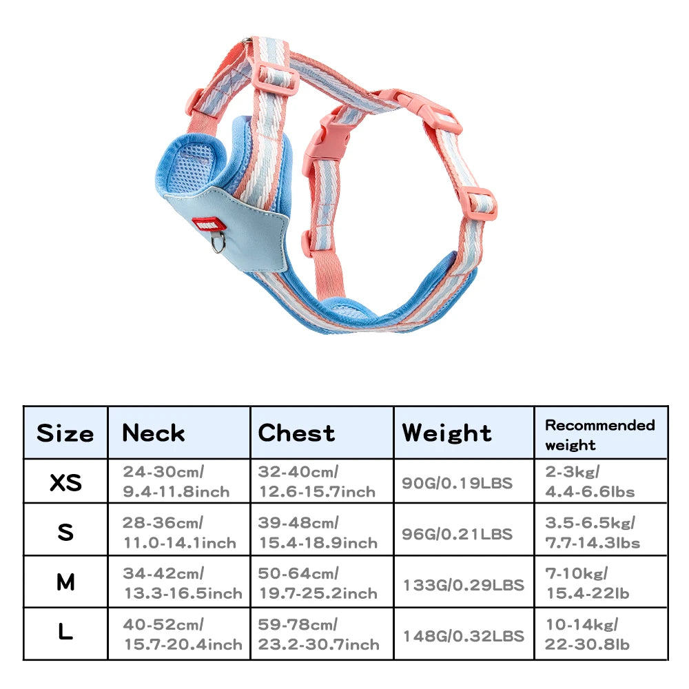 Dopamine Dog Harness and Leash Set Lightweight Breathable Color Block Pet Vest for Small Medium Dogs Outdoor Walking