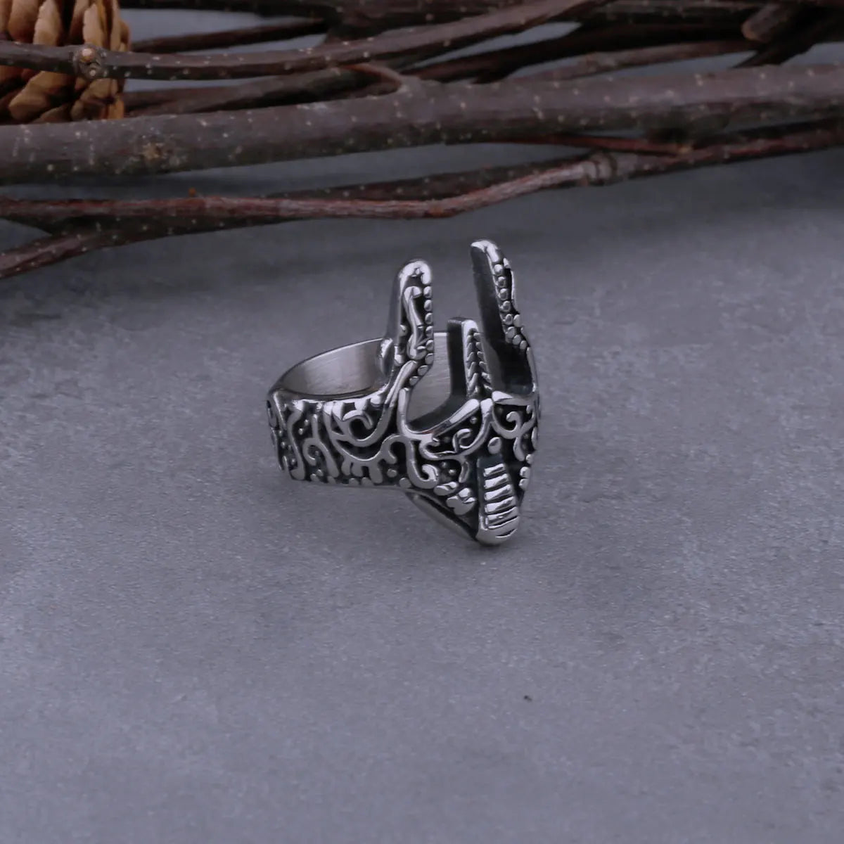Retro Spartan Warrior Mask Ring Ring Men's Classic Simple Warrior Mask Ring Street Style Biker Stainless Steel Jewelry Gift