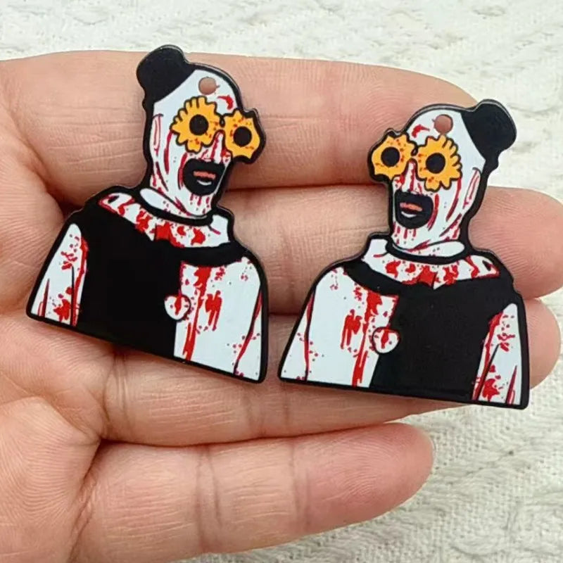 10Pcs Halloween Charms Acrylic Cartoon characters For Earring Keychain Pendant Necklace Diy Making