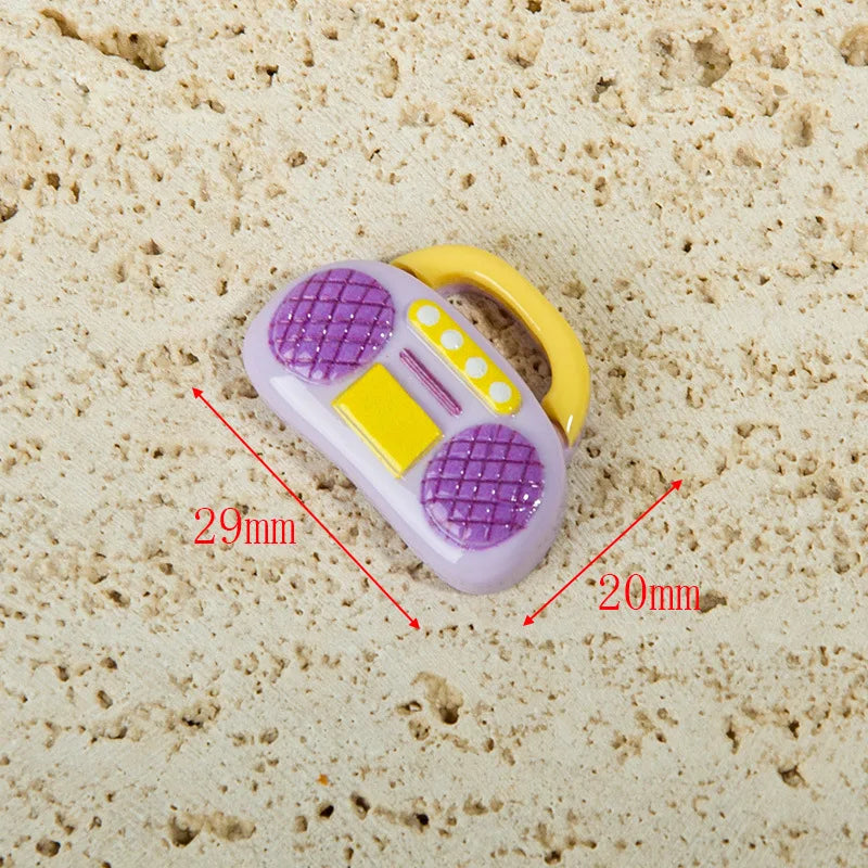 100pcs Kawaii Flatback Resin Piano Earphone Radio Cabochon Charm DIY Craft Scrapbook Dollhouse Decoration Accessories