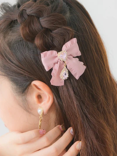 Small Hairpin Water Drop Heart Shape Rhinestone Pendant Wooden Ear Hairclips Headdress Sweet Side Clip Hair Accessories Jewelry