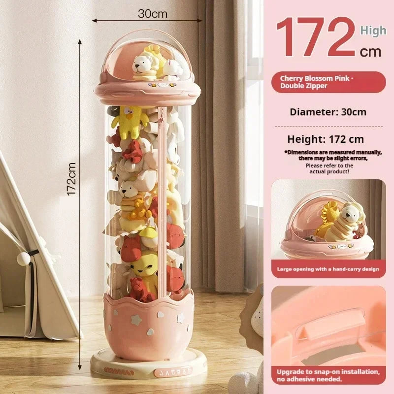 Astronaut Doll Storage Box Children's Plush Toys Storage Boxes Transparent Plastic Stuffed Home Storages Organization Zipper Bin