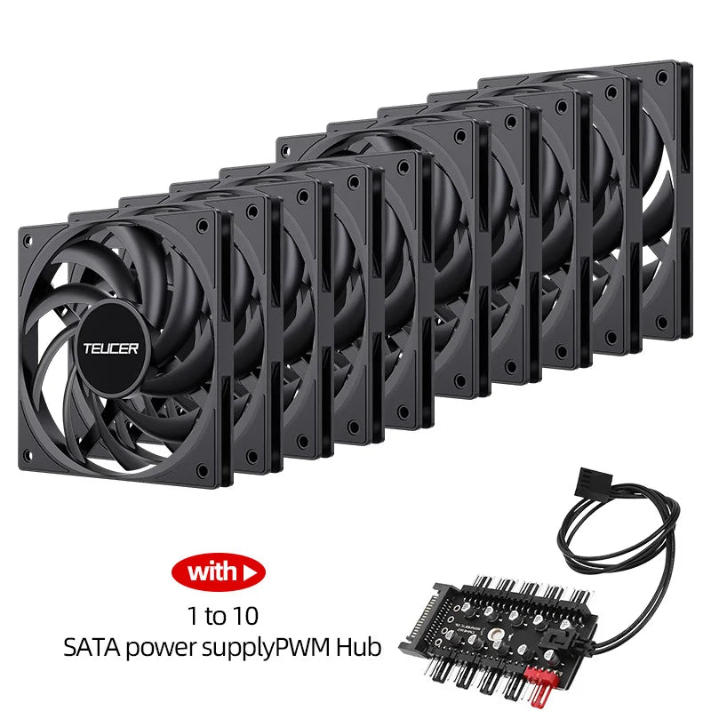 Teucer UT-12015 Ultrathin 15mm Thinckness 12cm Chassis Fan 12V/4Pin PWM FBD Bearing PC Case Cooling Ventilator 1-10pcs with Hub