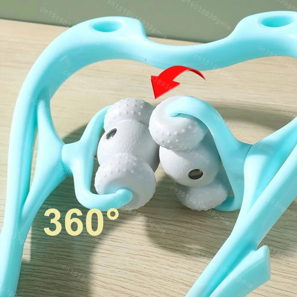Cervical Spine Massager 6 Roller Neck Shoulder Massager Manual Back Massage Relaxation Relieve Pain Neck Instrument Household