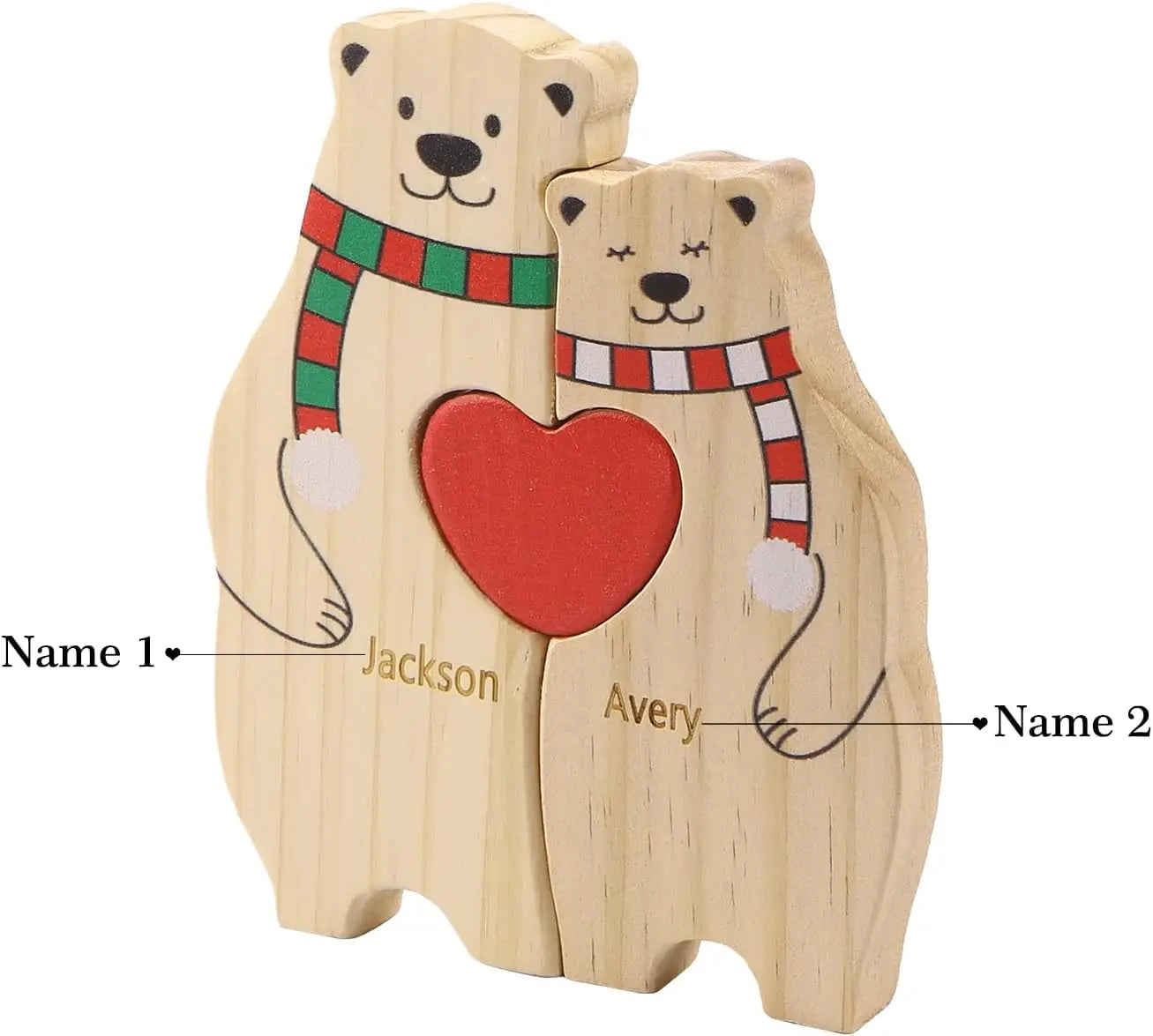 Wooden Bear Family Puzzle with Base Bear Family Decor Mom Gift, Weeding Anniversary Gift for Mom Dad, Christmas Gift for Parents