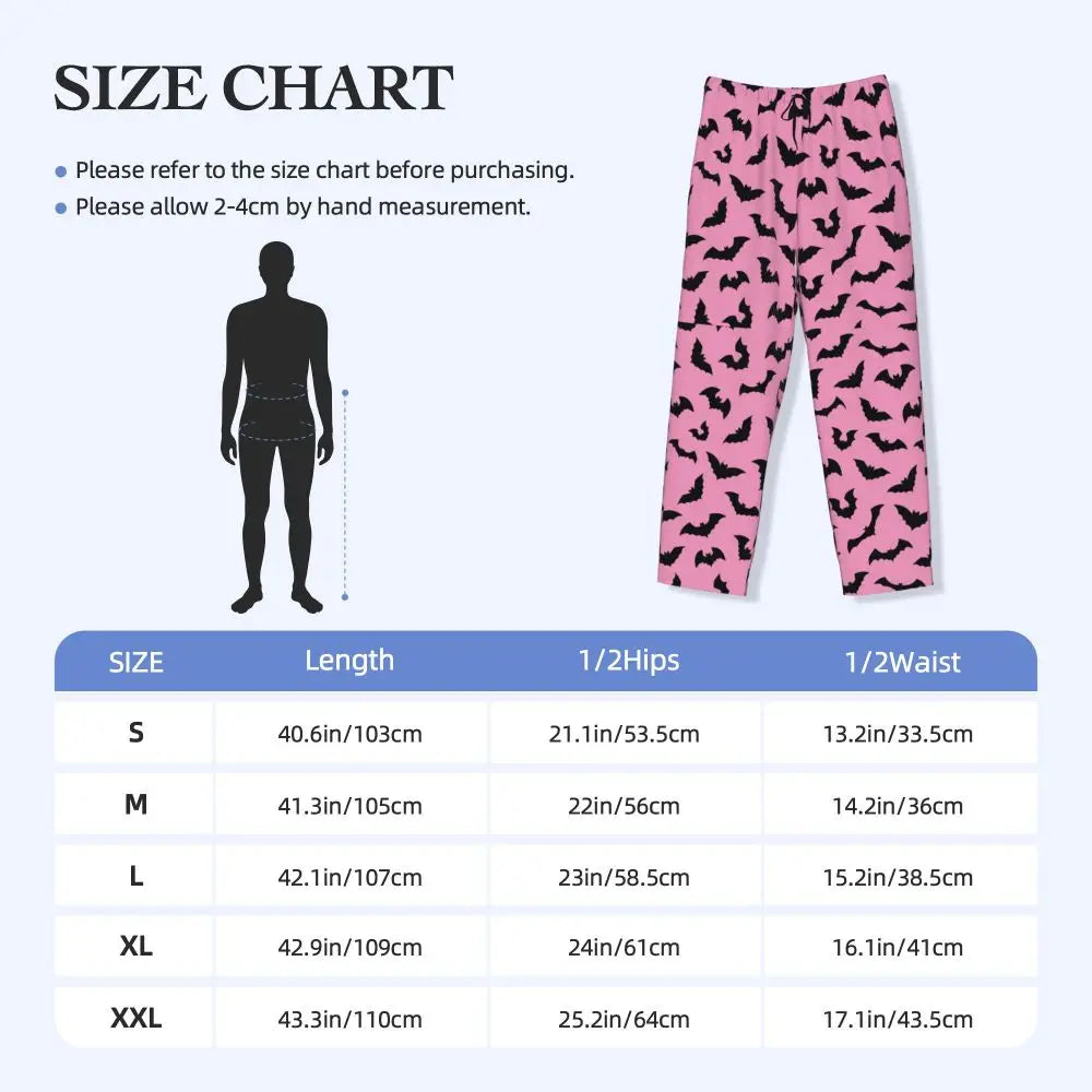 Custom Cute Spooky Halloween Bats Black And Purple Pajama Pants for Men Lounge Sleep Drawstring Sleepwear Bottoms with Pockets