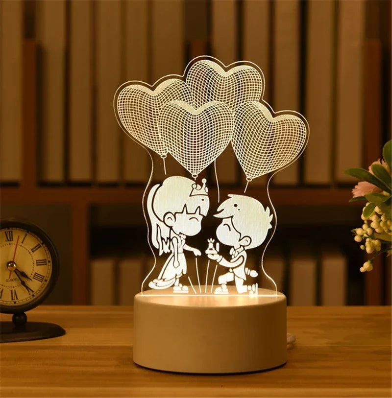 3D Visual Illusion Night Light Visual Creative LED Desk Lamp Changes USB Powered Gift for Kids