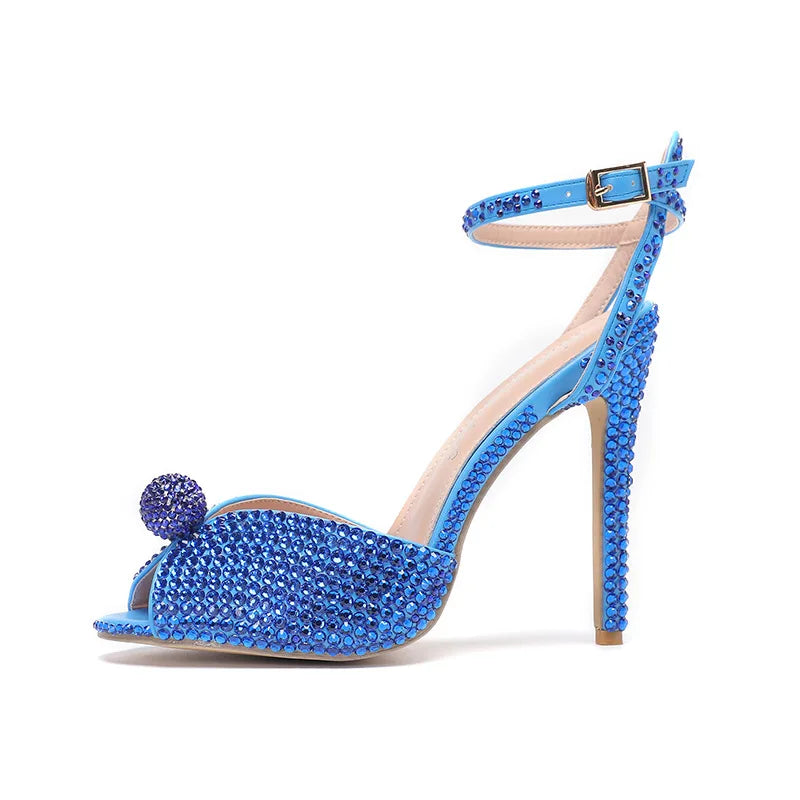 Fashion High Quality Wedding Shoes Women Pearls Studs Luxury Peep Toe White High Heels Buckle Designer Woman Sandal 43 Zapatos