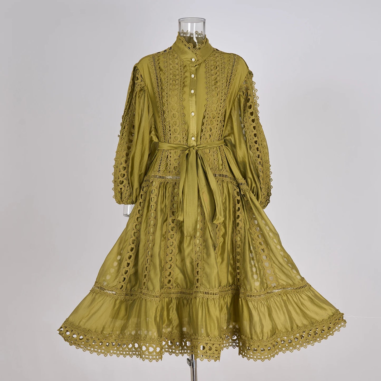 Elegant Embroidery Long Dress 2 Piece Set Women Summer Autumn Hollow Out Crochet Shirts Elastic Waist Long Maxi Skirt Suits