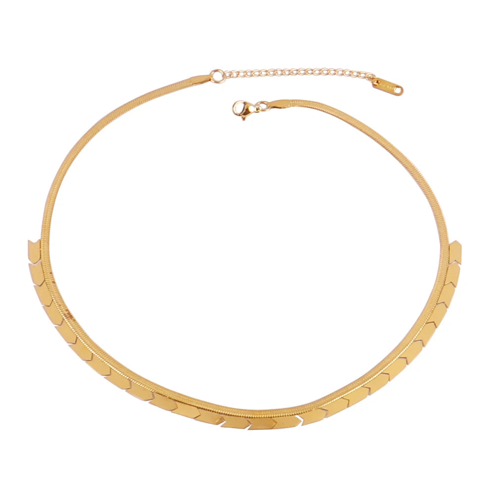 Trendy Stainless Steel Necklace For Women Gold Silver Color Round Geometric Pendant Necklace Choker Snake Chain Necklace Jewelry