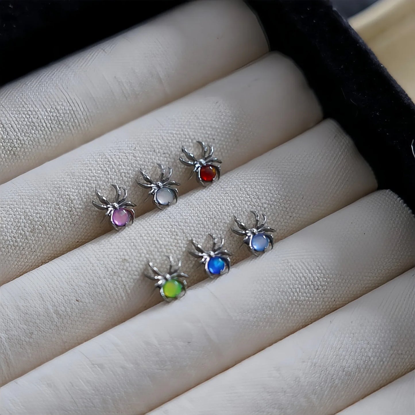16G ASTM F136 Titanium Rod Opal Spider Cartilage Earrings Animal Spider Helix Tragus Lobe Stud Halloween Piercing Jewelry