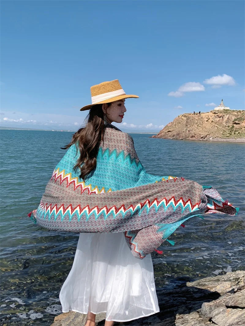 Travel Beach Sunscreen Scarves for Women Bikini Large Sarong Wrap Scarf Brazilian Swimsuit Bathing Cover-ups 17 Styles 90x180cm