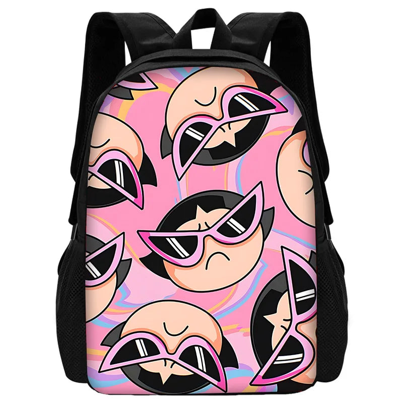 Cute P-PowerpuffS Girls 3 pcs set Child School Backpack with Lunch Bags ,Pencil Bags ,School Bags for Boys Girls Best Gift