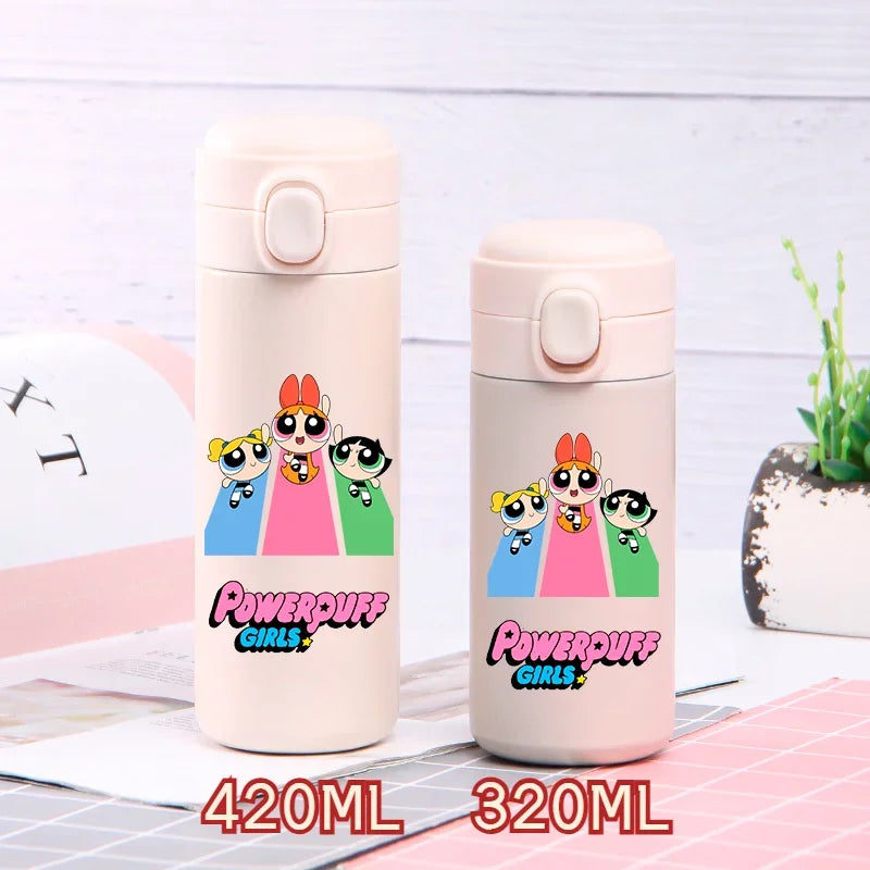 320ml/420ml The Powerpuff Girls Portable Large Capacity Sport Water Bottle Children Drinking Cup Thermal Stainless Steel