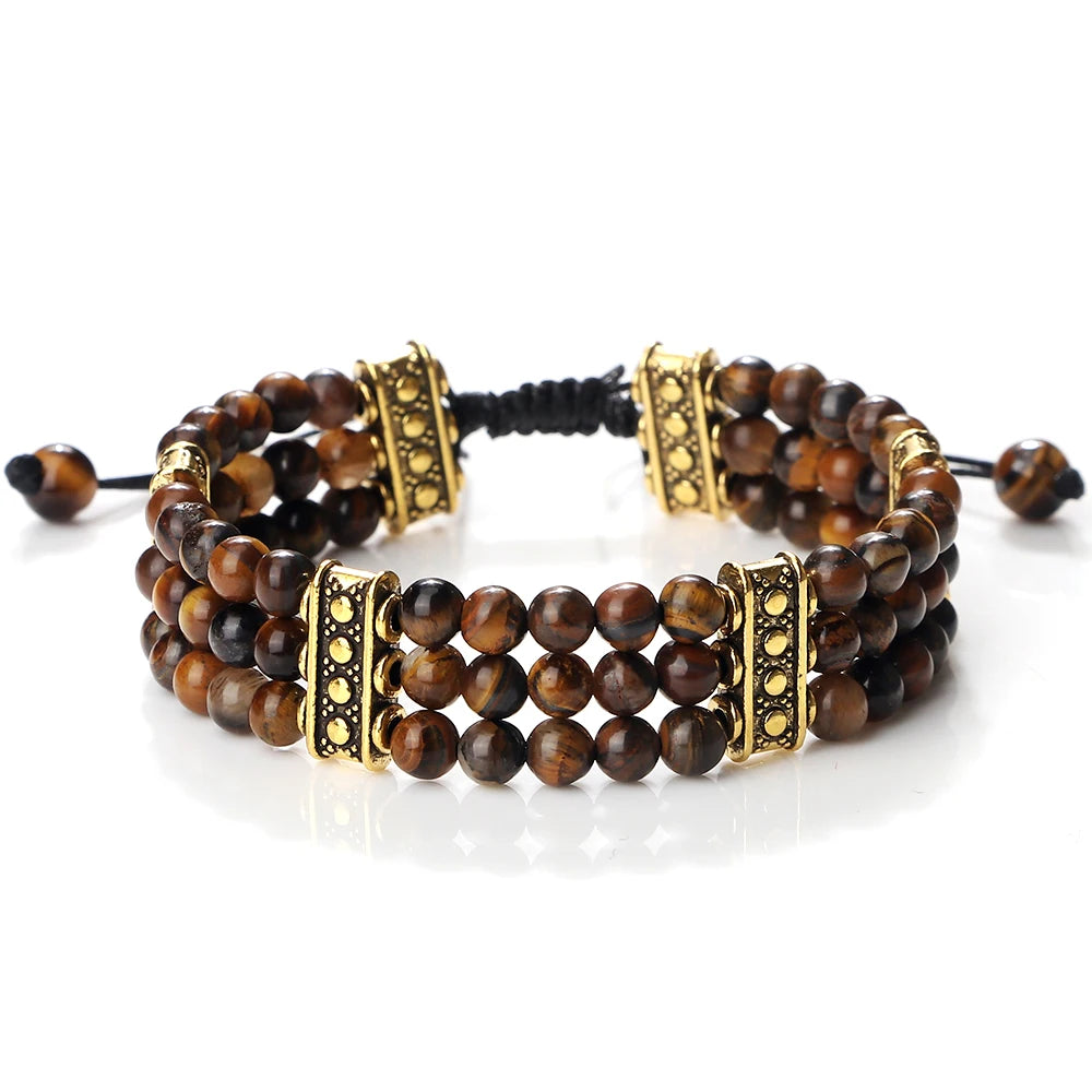 Natural Stone Beads Bracelet 4mm Malachite Black Lava Yoga Energy Hot Couple For Women Men Jewelry Braided Rope Knot Bangle Gift