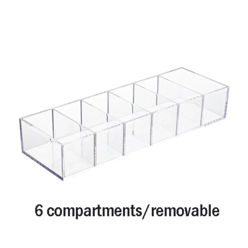 6 Grid Transparent Acrylic Cosmetics Storage Box Makeup Holder Jewelry Make Up Organizer for Home Plastic Desktop Storage Boxes