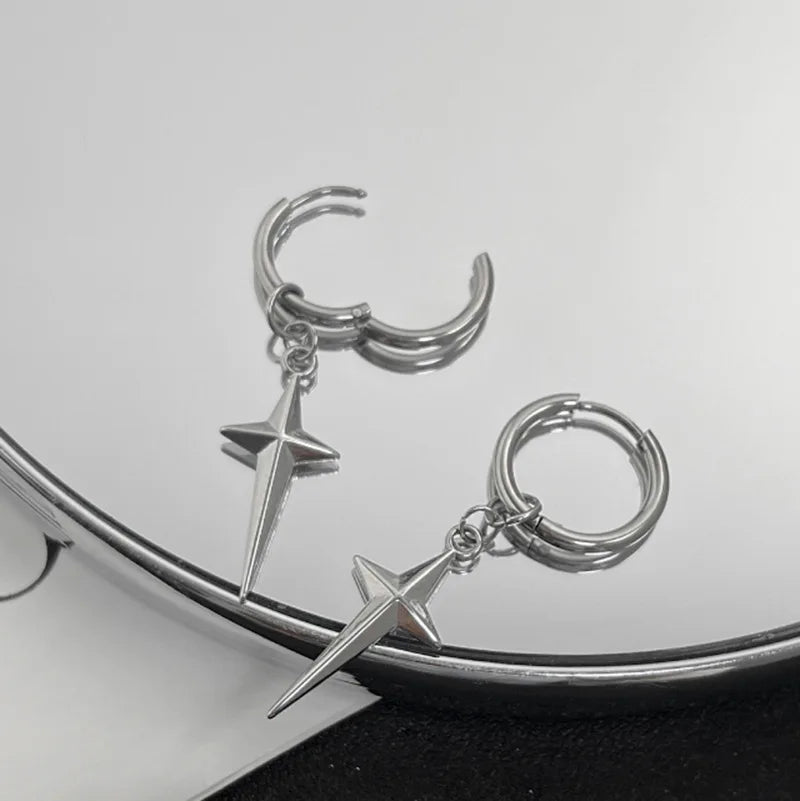 925 Sterling Silver Minimalist Jesus Cross Pendant Earrings Gold/Silver Hoop Earrings Fashion Wedding Party Earrings Jewelry