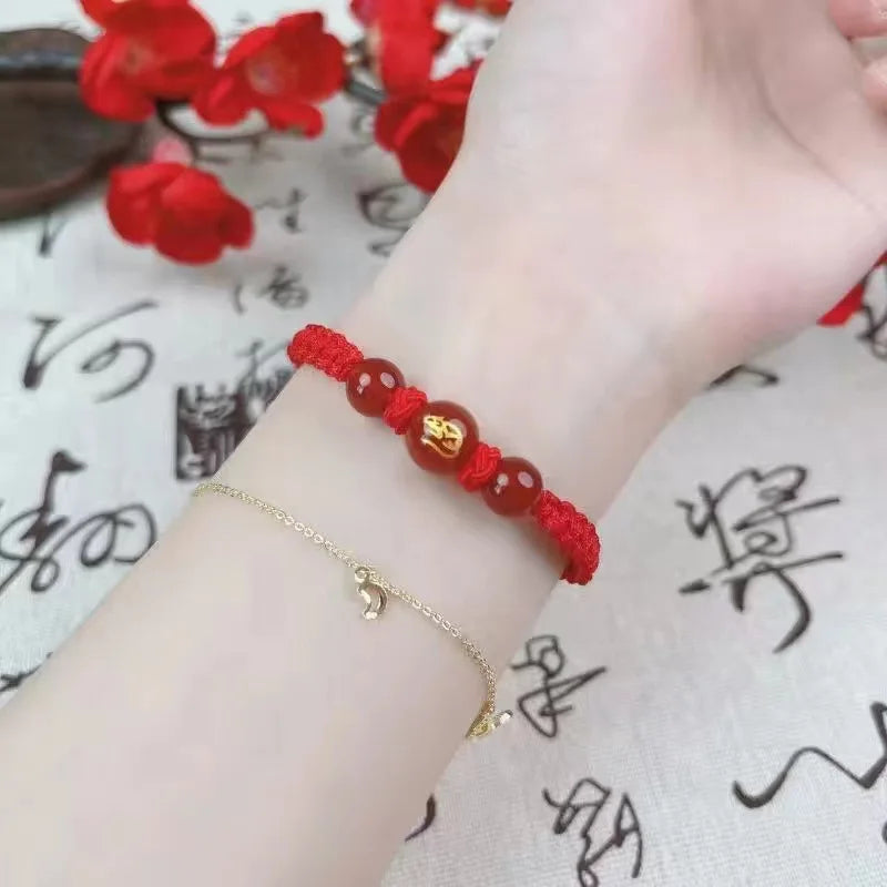 Good Luck 12 Constellation Zodiac Sign Braided Animal Couples Bracelet for Men Women Red Rope Bracelet New Year Jewelry Gift