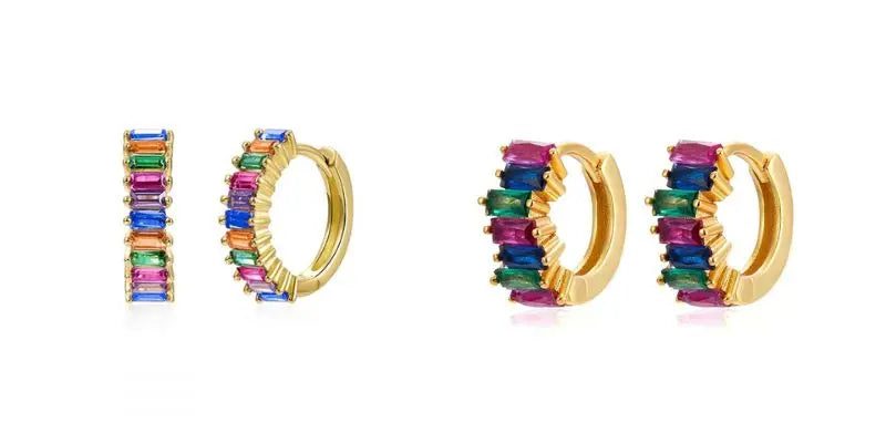 Colorful Crystal Earrings 925 Sterling Silver Ear Needle Stud Earrings for Women Cross Dangle Earrings Party Wedding Jewelry