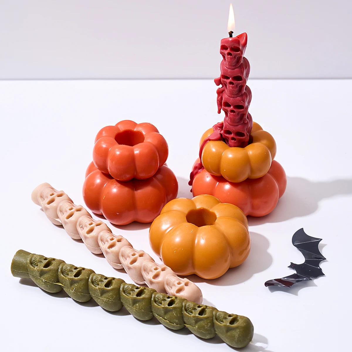 Spooky Stack Skull Silicone Candle Mold DIY Halloween Ornament Craft Making Supplies Soap Plaster Resin Casting Molds Home Decor