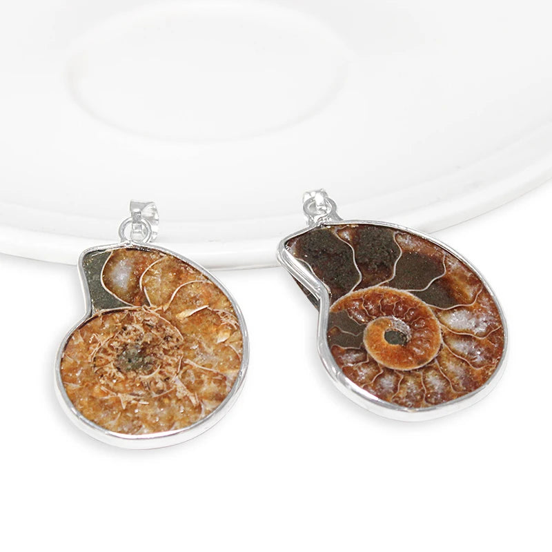 Natural Stone Snail Shape Pendant Ocean Conch Shell Pendant for Women Men Ammonite Spiral Necklace Energy Jewelry