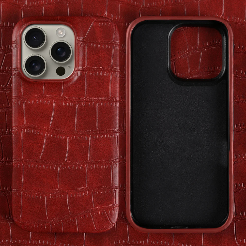 New Luxury Crocodile Leather Phone Case For iPhone 17 Air 16 15 14 Plus 13 12 11 Pro Max Shockproof Hard PC Protection Cover