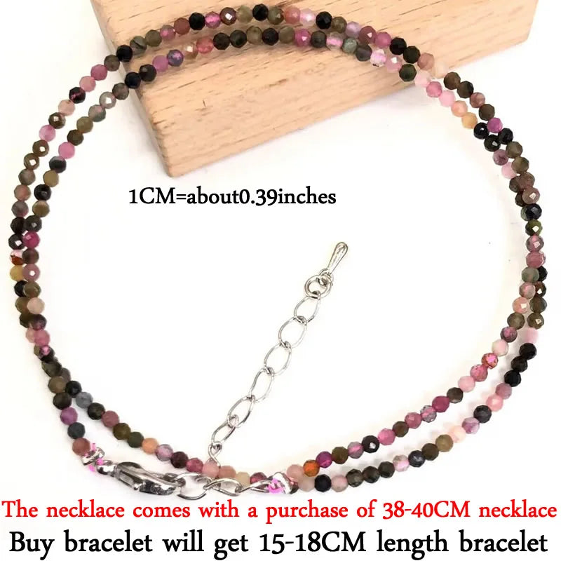 2-3mm Natural Stone Beaded Necklace Handmade Mini Tourmaline lapis crystal Energy Healing Female Bracelet for Women Jewelry Gift
