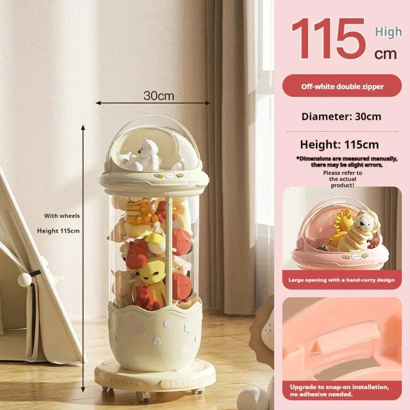 Astronaut Doll Storage Box Children's Plush Toys Storage Boxes Transparent Plastic Stuffed Home Storages Organization Zipper Bin